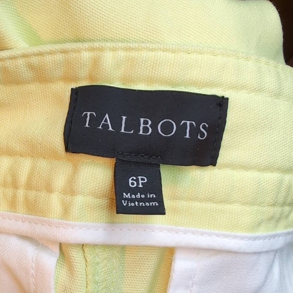 Talbots Sailor Capris Wide Leg Cropped Capri Pants Bright Lemon Sz 6P - Picture 8 of 10